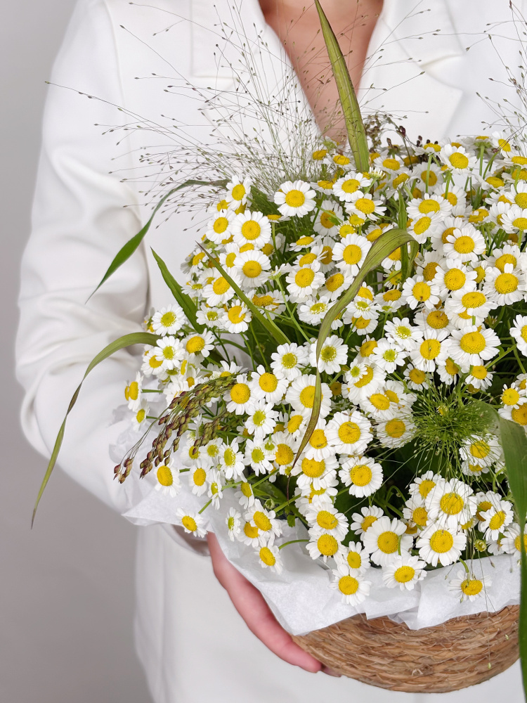 КОРЗИНА С РОМАШКОЙ И ЗЛАКАМИ КОРЗИНА С РОМАШКОЙ И ЗЛАКАМИ